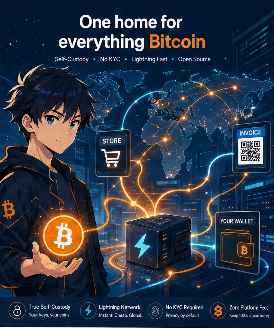 One home for everything Bitcoin — self-custody, Lightning, no KYC